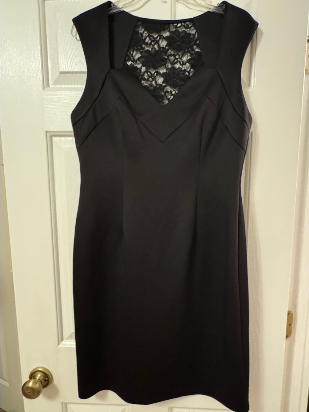 Connected Apparel Lace Panel Dress in Black Size 12